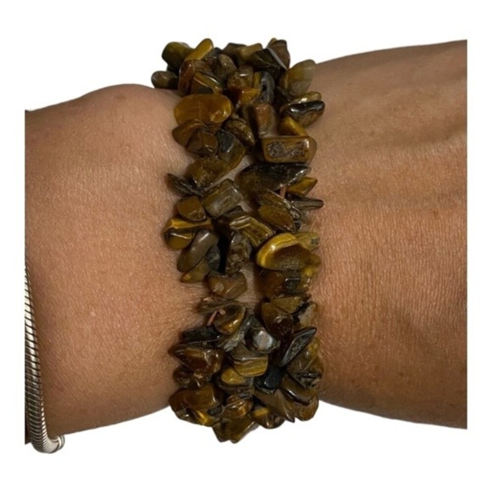 Earth Tone Elastic Pebble Bracelet